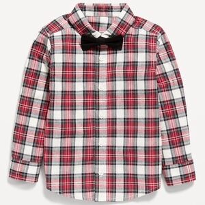 NWT Old Navy Plaid Kids Shirt with Bow Tie Size 3yrs